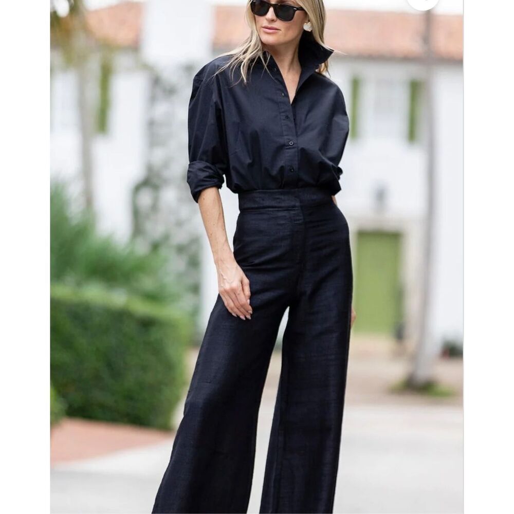 Julia Amory Black Nior Dupioni Silk Julia Pant size small
